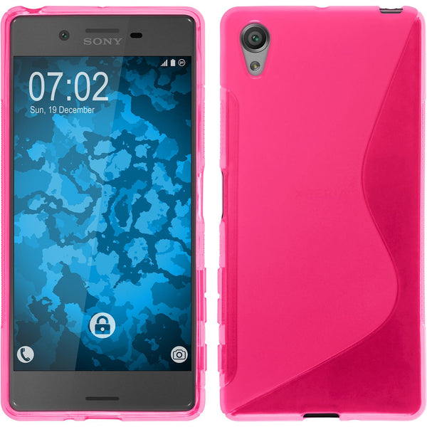 PhoneNatic Case kompatibel mit Sony Xperia X - pink Silikon Hülle S-Style + 2 Schutzfolien