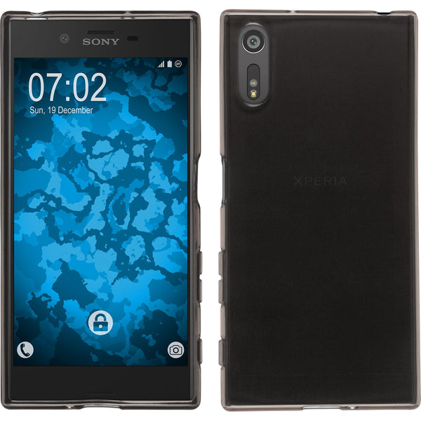 PhoneNatic Case kompatibel mit Sony Xperia XZ - grau Silikon Hülle transparent + 2 Schutzfolien