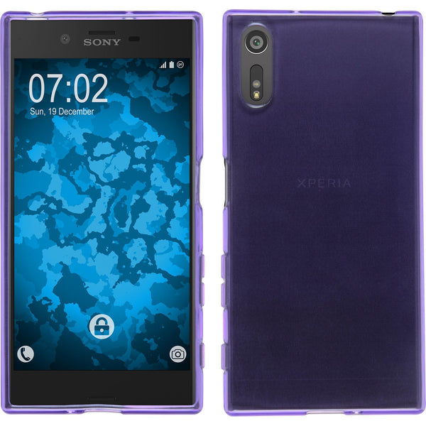PhoneNatic Case kompatibel mit Sony Xperia XZ - lila Silikon Hülle transparent + 2 Schutzfolien