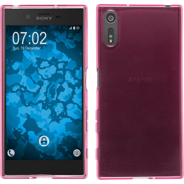 PhoneNatic Case kompatibel mit Sony Xperia XZ - pink Silikon Hülle transparent + 2 Schutzfolien