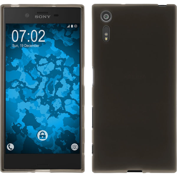 PhoneNatic Case kompatibel mit Sony Xperia XZ - grau Silikon Hülle matt + 2 Schutzfolien