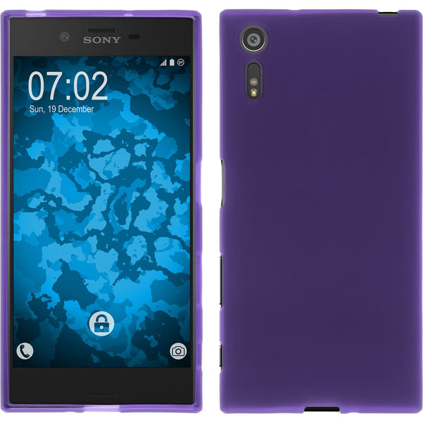 PhoneNatic Case kompatibel mit Sony Xperia XZ - lila Silikon Hülle matt + 2 Schutzfolien