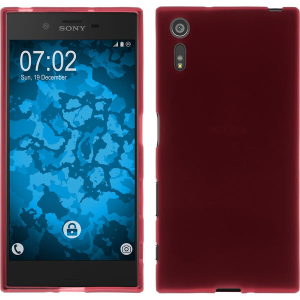PhoneNatic Case kompatibel mit Sony Xperia XZ - rot Silikon Hülle matt + 2 Schutzfolien