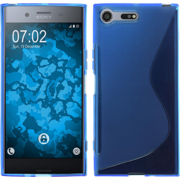 PhoneNatic Case kompatibel mit Sony Xperia XZ Premium - blau Silikon Hülle S-Style + 2 Schutzfolien