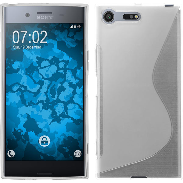 PhoneNatic Case kompatibel mit Sony Xperia XZ Premium - clear Silikon Hülle S-Style + 2 Schutzfolien
