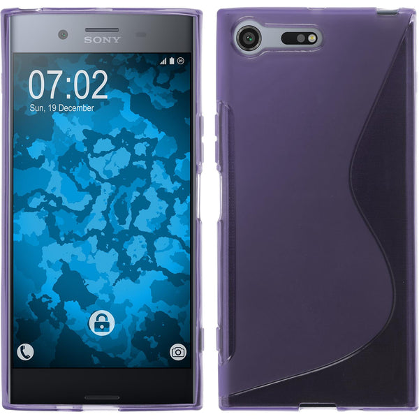 PhoneNatic Case kompatibel mit Sony Xperia XZ Premium - lila Silikon Hülle S-Style + 2 Schutzfolien