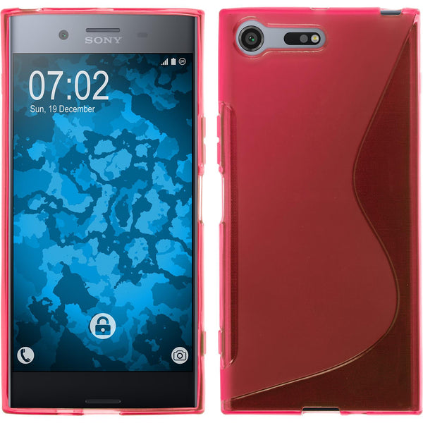 PhoneNatic Case kompatibel mit Sony Xperia XZ Premium - pink Silikon Hülle S-Style + 2 Schutzfolien