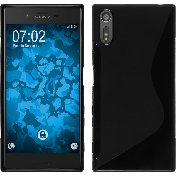 PhoneNatic Case kompatibel mit Sony Xperia XZ - schwarz Silikon Hülle S-Style + 2 Schutzfolien