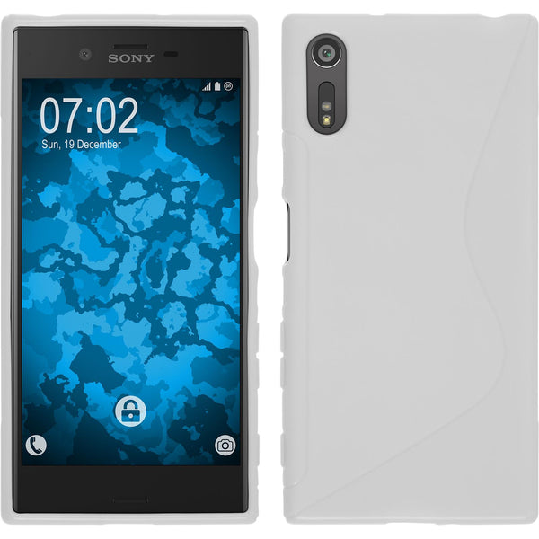 PhoneNatic Case kompatibel mit Sony Xperia XZ - weiß Silikon Hülle S-Style + 2 Schutzfolien