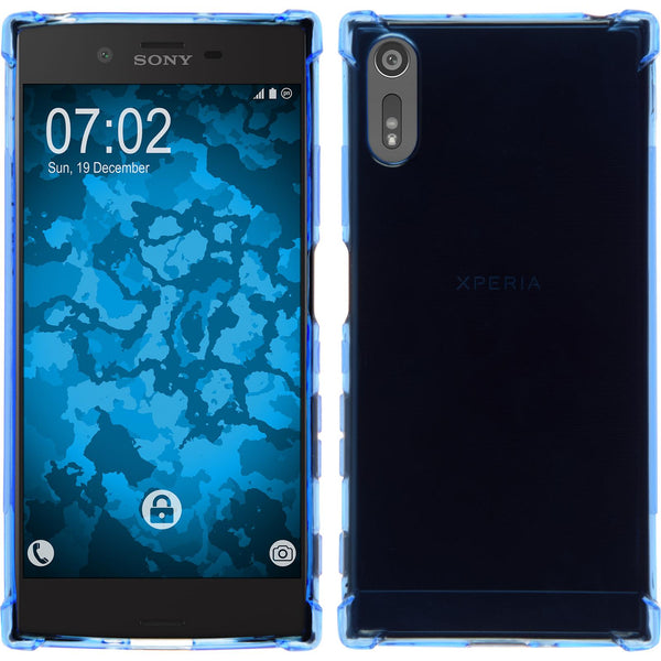 PhoneNatic Case kompatibel mit Sony Xperia XZ - blau Silikon Hülle Shock-Proof + 2 Schutzfolien