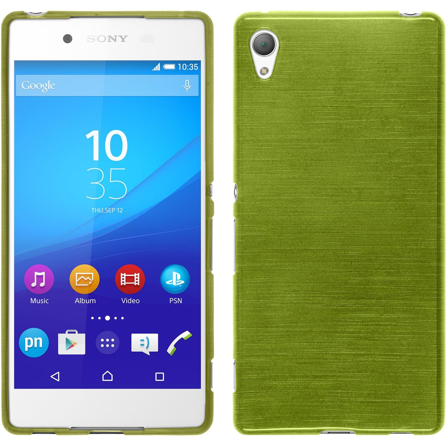 PhoneNatic Case kompatibel mit Sony Xperia Z3+ / Plus - pastellgrün Silikon Hülle brushed + 2 Schutzfolien