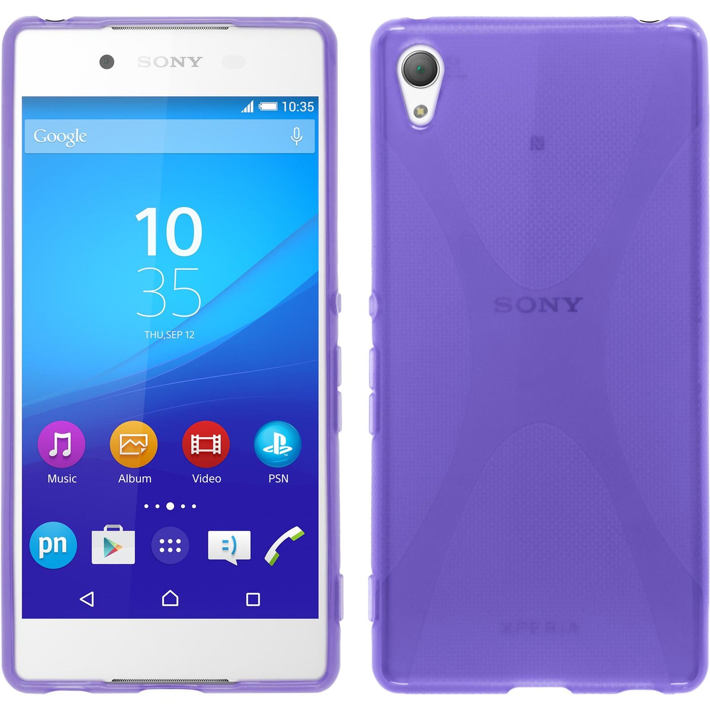 PhoneNatic Case kompatibel mit Sony Xperia Z3+ / Plus - lila Silikon Hülle X-Style + 2 Schutzfolien
