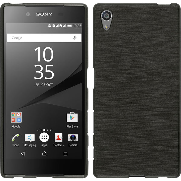 PhoneNatic Case kompatibel mit Sony Xperia Z5 - silber Silikon Hülle brushed + 2 Schutzfolien