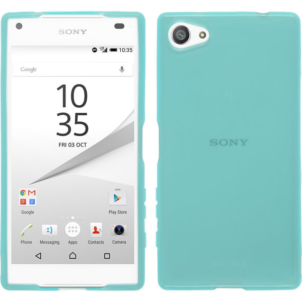 PhoneNatic Case kompatibel mit Sony Xperia Z5 Compact - türkis Silikon Hülle transparent + 2 Schutzfolien