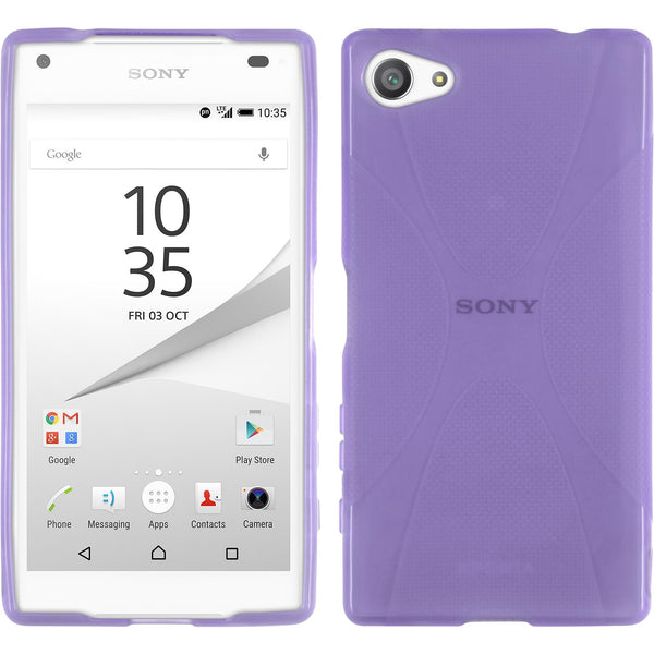 PhoneNatic Case kompatibel mit Sony Xperia Z5 Compact - lila Silikon Hülle X-Style + 2 Schutzfolien