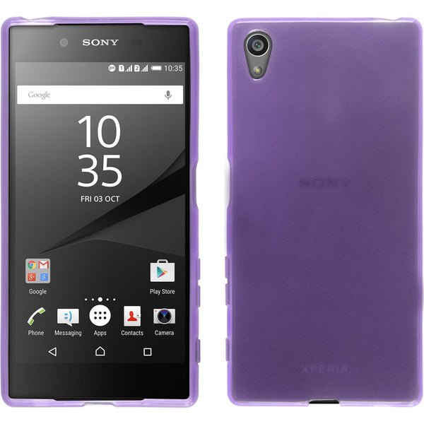 PhoneNatic Case kompatibel mit Sony Xperia Z5 - lila Silikon Hülle transparent + 2 Schutzfolien