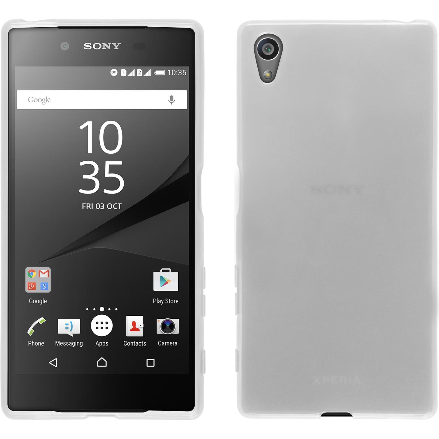 PhoneNatic Case kompatibel mit Sony Xperia Z5 - weifl Silikon Hülle transparent + 2 Schutzfolien