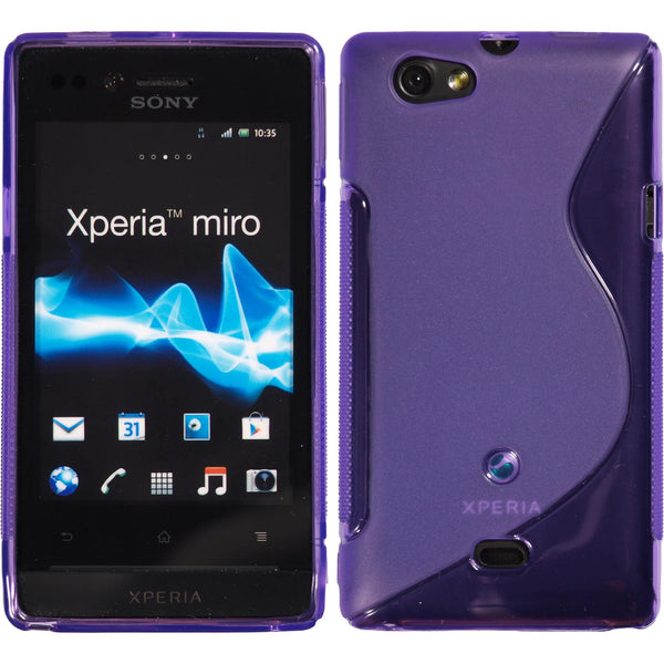 PhoneNatic Case kompatibel mit Sony Xperia miro - lila Silikon Hülle S-Style + 2 Schutzfolien