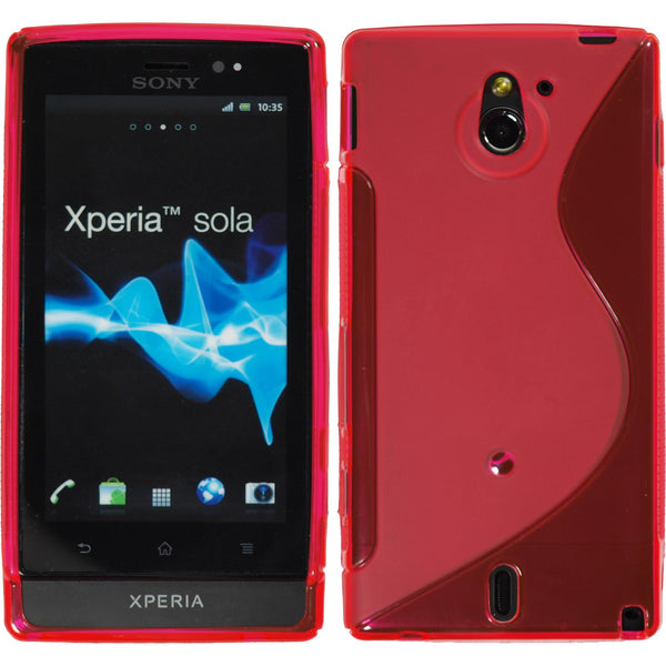 PhoneNatic Case kompatibel mit Sony Xperia sola - pink Silikon Hülle S-Style + 2 Schutzfolien