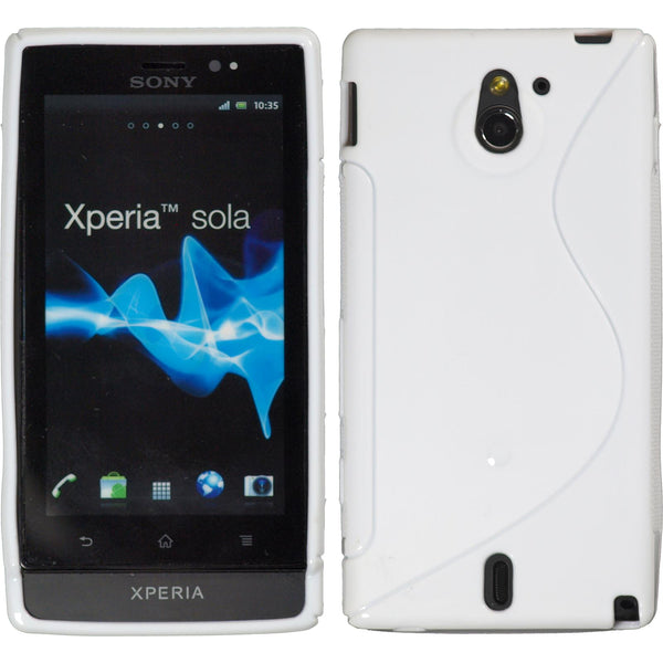 PhoneNatic Case kompatibel mit Sony Xperia sola - weiß Silikon Hülle S-Style + 2 Schutzfolien