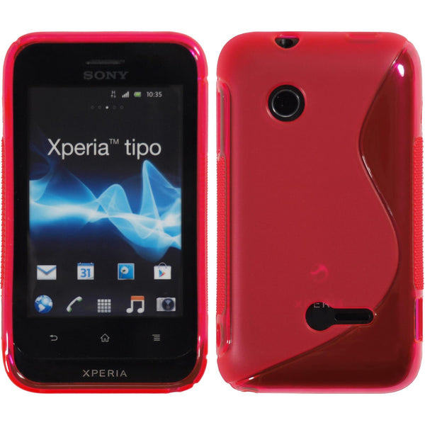 PhoneNatic Case kompatibel mit Sony Xperia tipo - pink Silikon Hülle S-Style + 2 Schutzfolien