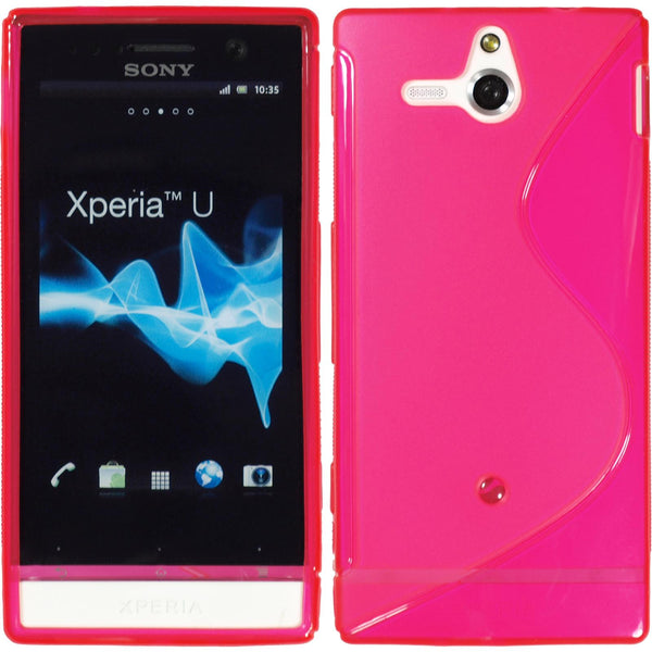 PhoneNatic Case kompatibel mit Sony Xperia U - pink Silikon Hülle S-Style + 2 Schutzfolien