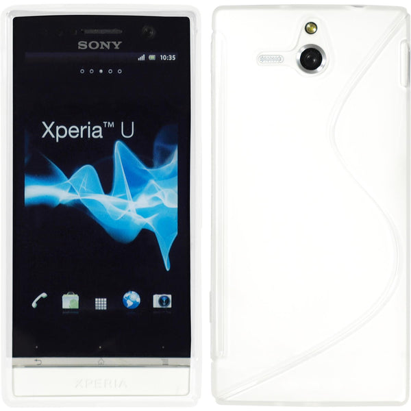 PhoneNatic Case kompatibel mit Sony Xperia U - weiﬂ Silikon Hülle S-Style + 2 Schutzfolien
