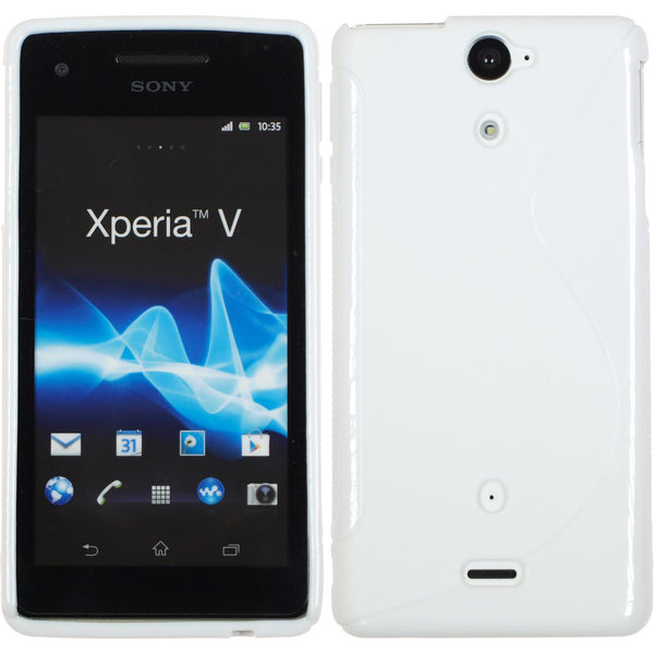 PhoneNatic Case kompatibel mit Sony Xperia V - weiﬂ Silikon Hülle S-Style + 2 Schutzfolien