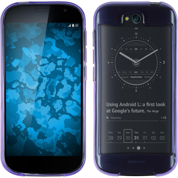 PhoneNatic Case kompatibel mit Yota Yotaphone 2 - lila Silikon Hülle transparent + 2 Schutzfolien