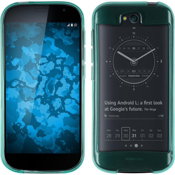 PhoneNatic Case kompatibel mit Yota Yotaphone 2 - türkis Silikon Hülle transparent + 2 Schutzfolien