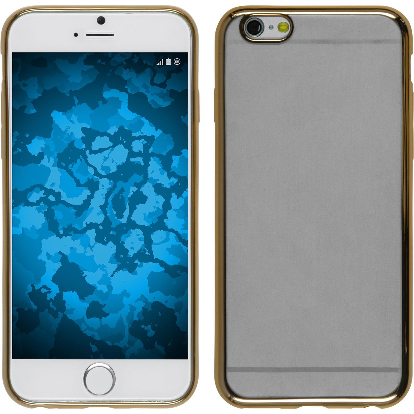 PhoneNatic Case kompatibel mit Apple iPhone 6s / 6 - gold Silikon Hülle Slim Fit + 2 Schutzfolien