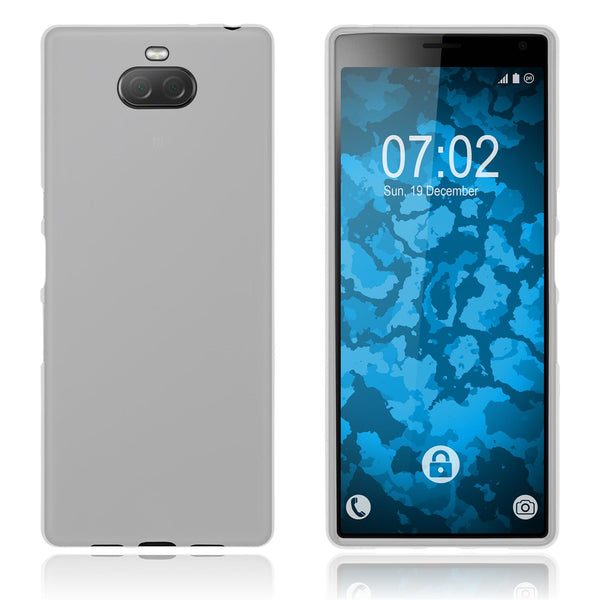 PhoneNatic Case kompatibel mit Sony Xperia 10 Plus - weiß Silikon Hülle matt + 2 Schutzfolien