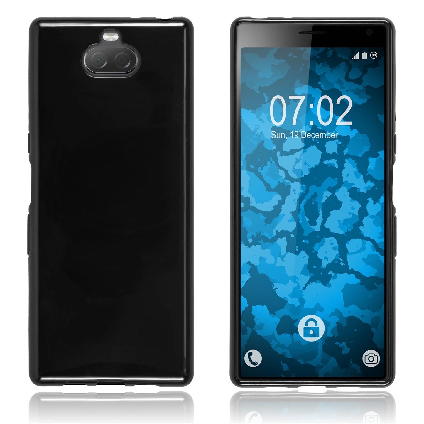 PhoneNatic Case kompatibel mit Sony Xperia 10 - schwarz Silikon Hülle + 2 Schutzfolien
