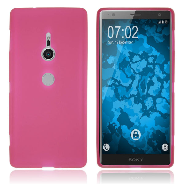 PhoneNatic Case kompatibel mit Sony Xperia XZ2 - pink Silikon Hülle matt Cover