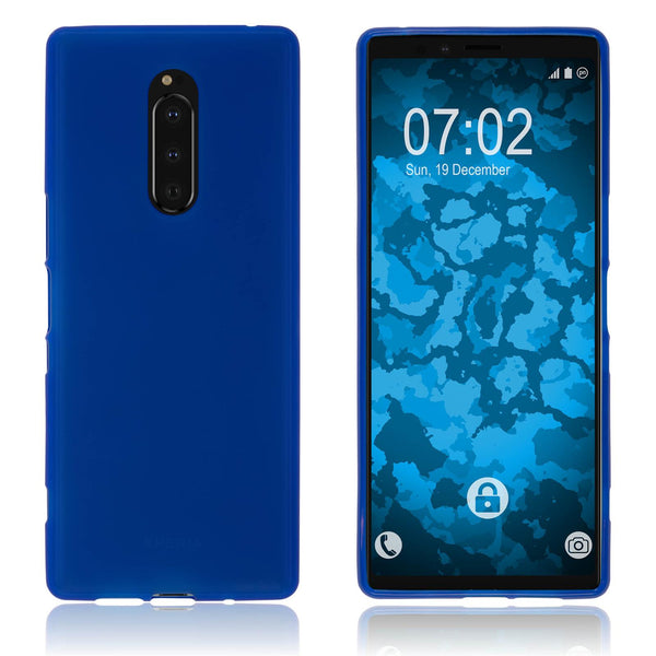 PhoneNatic Case kompatibel mit Sony Xperia 1 - blau Silikon Hülle matt Cover