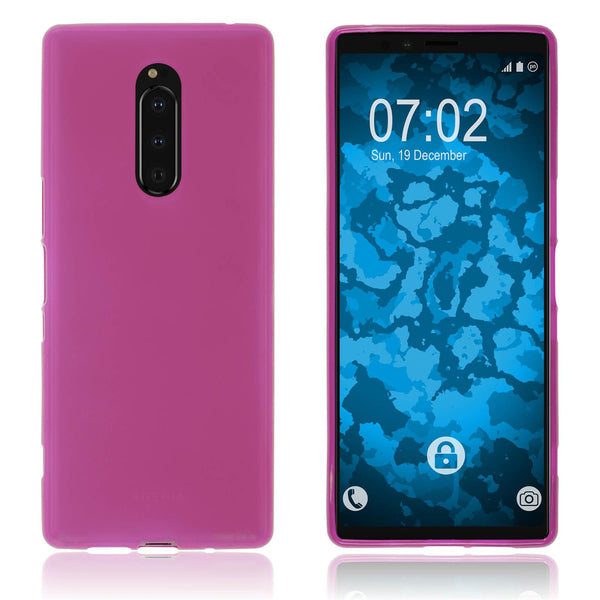 PhoneNatic Case kompatibel mit Sony Xperia 1 - pink Silikon Hülle matt Cover