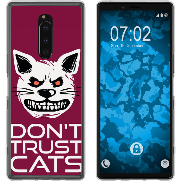 Xperia 1 Silikon-Hülle Crazy Animals Katze M1 Case