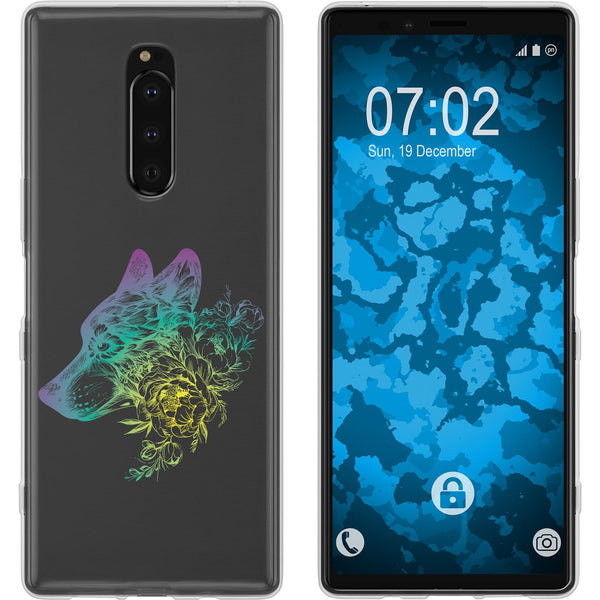 Xperia 1 Silikon-Hülle Floral Wolf M3-4 Case