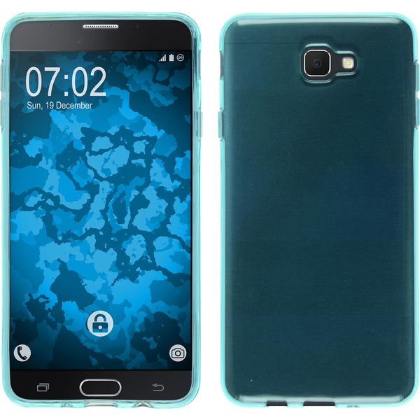PhoneNatic Case kompatibel mit Samsung Galaxy J7 Prime - türkis Silikon Hülle transparent + 2 Schutzfolien