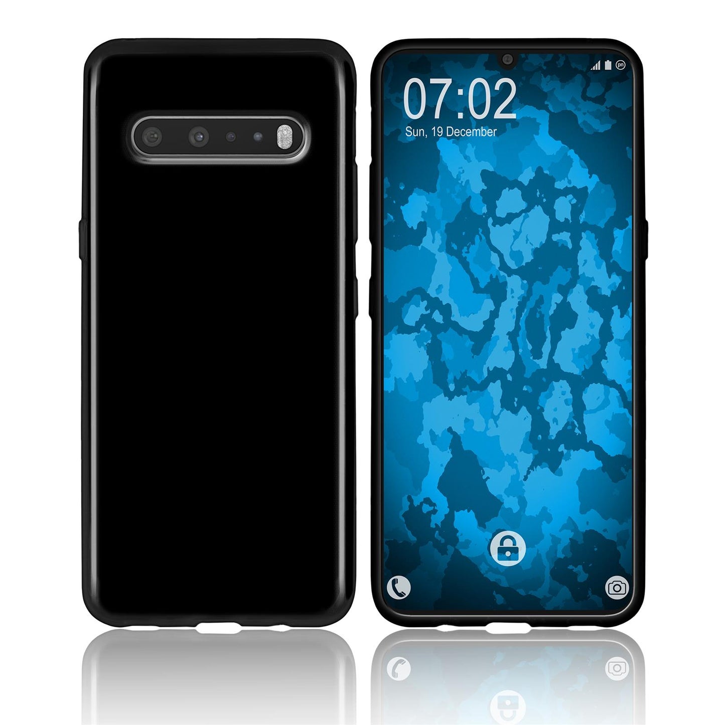 PhoneNatic Case kompatibel mit LG V60 ThinQ - schwarz Silikon Hülle transparent