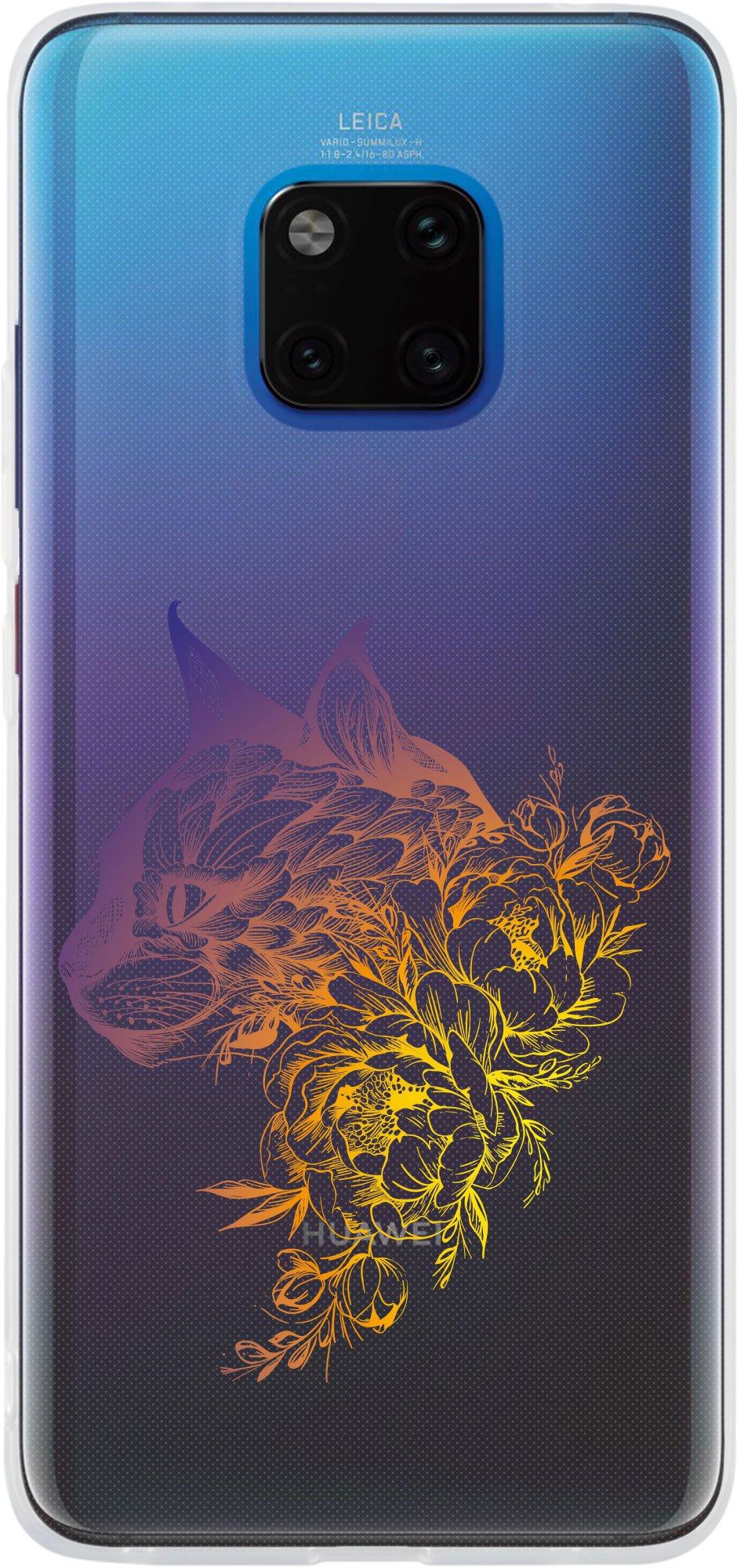 Case für Huawei Mate 20 Pro Silikon-Hülle Floral Katze M2-3 – Ansicht 2