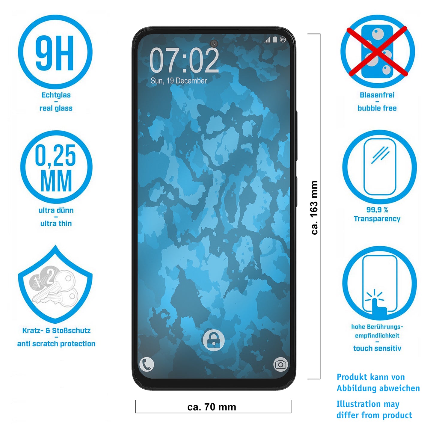 2x Glas-Folie klar für Xiaomi Redmi 12 – Panzerglas für Xiaomi Redmi 12