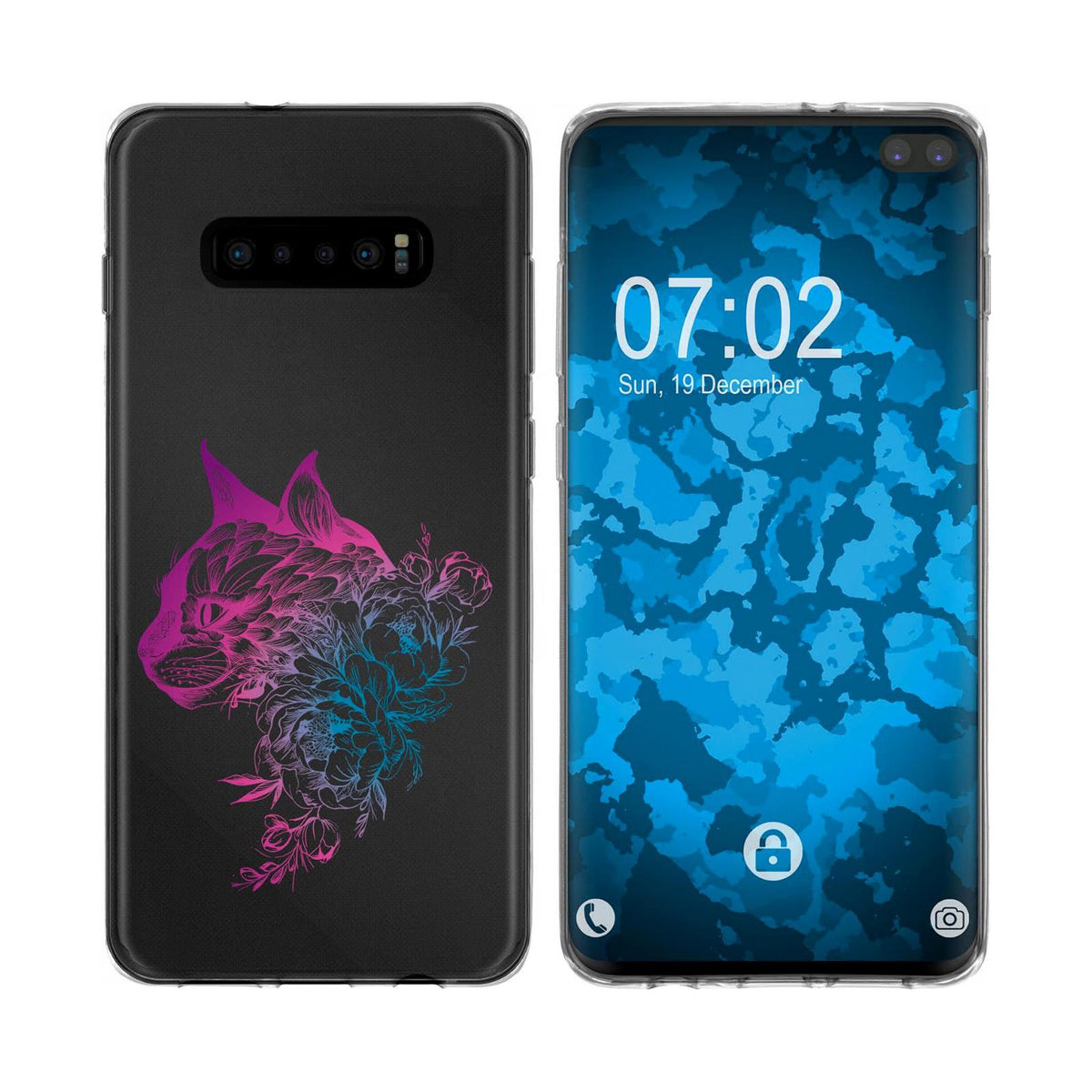 Case für Samsung Galaxy S10 Silikon-Hülle Floral Katze M2-3 – Ansicht 4