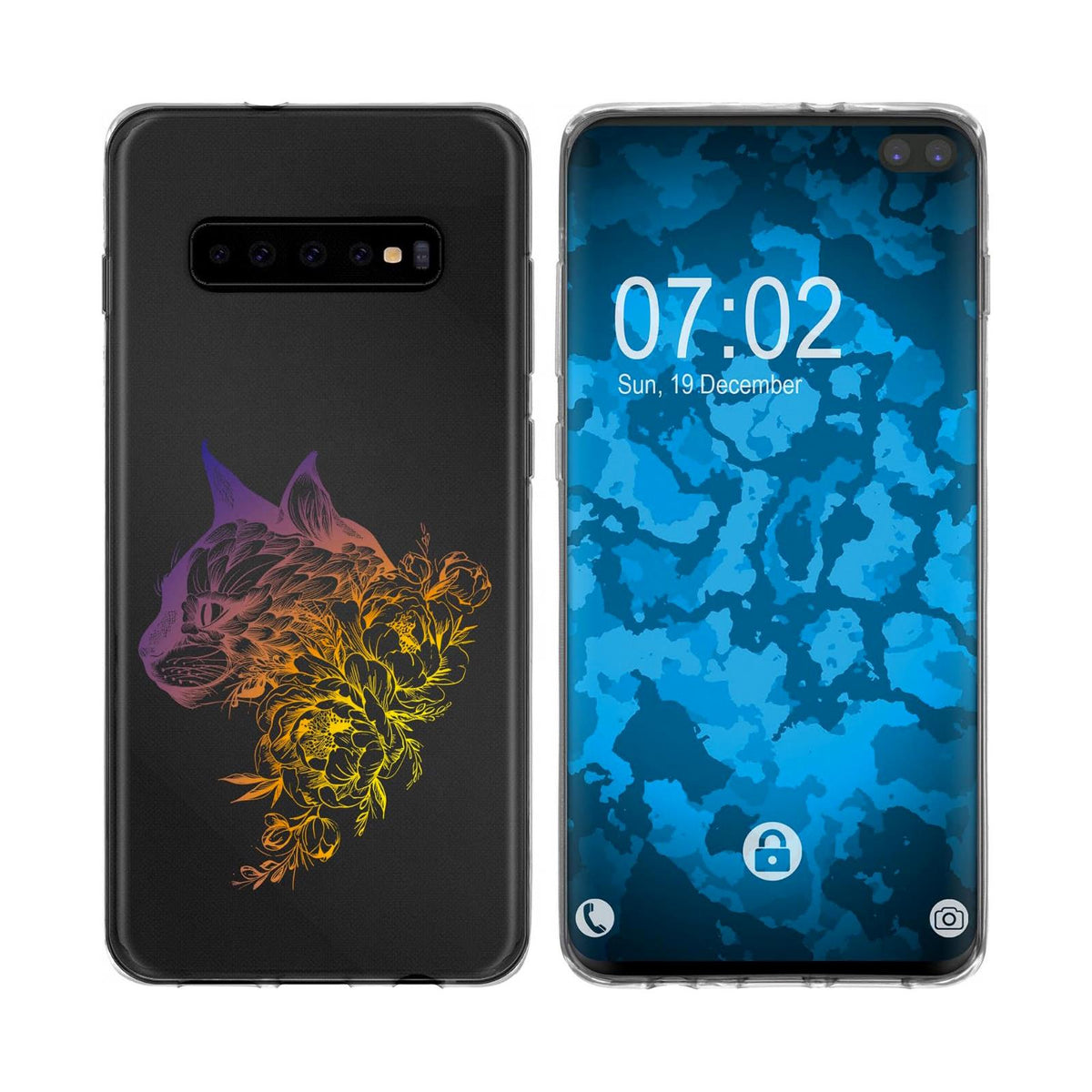 Case für Samsung Galaxy S10 Plus Silikon-Hülle Floral Katze M2-2 – Ansicht 2