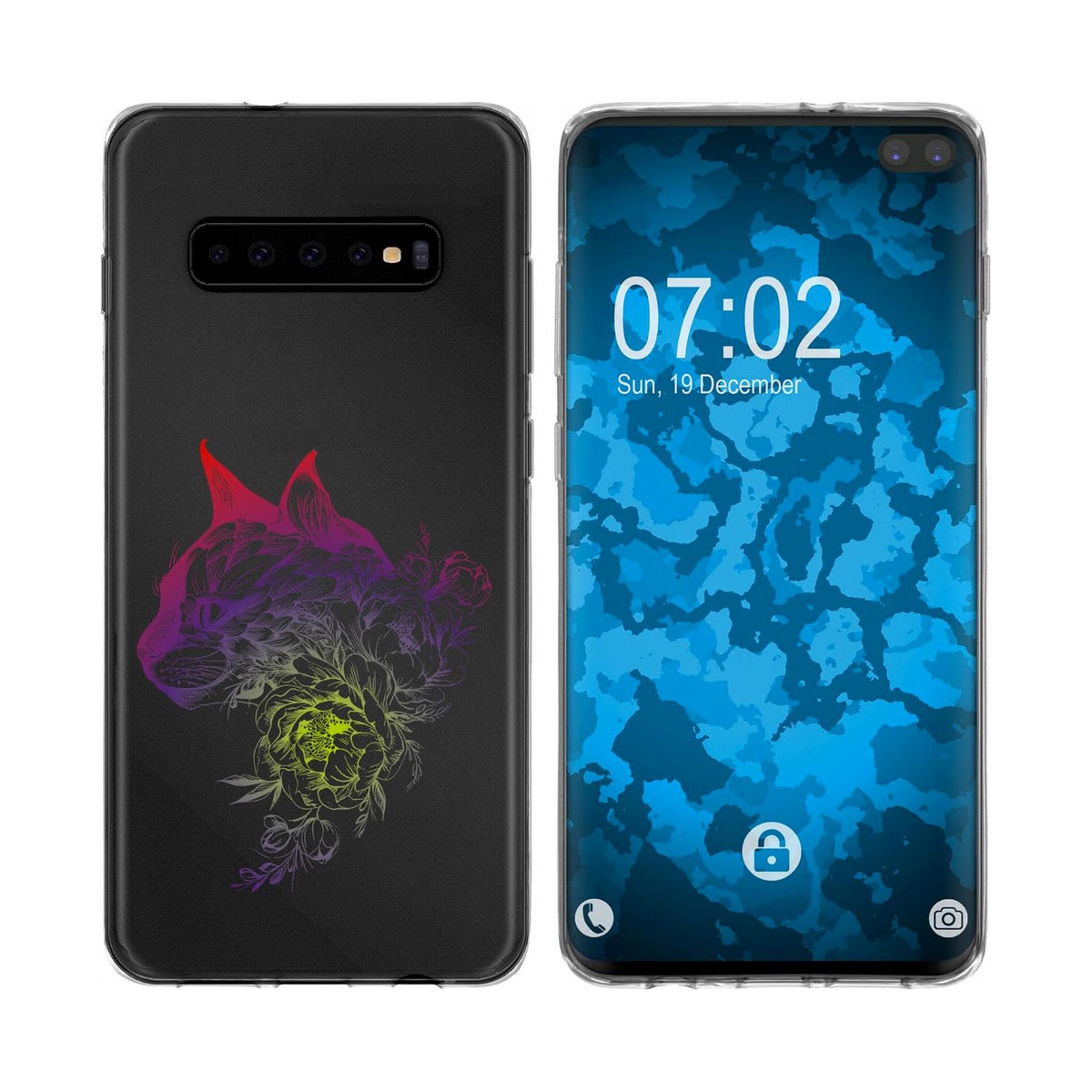 Case für Samsung Galaxy S10 Plus Silikon-Hülle Floral Katze M2-2 – Ansicht 4