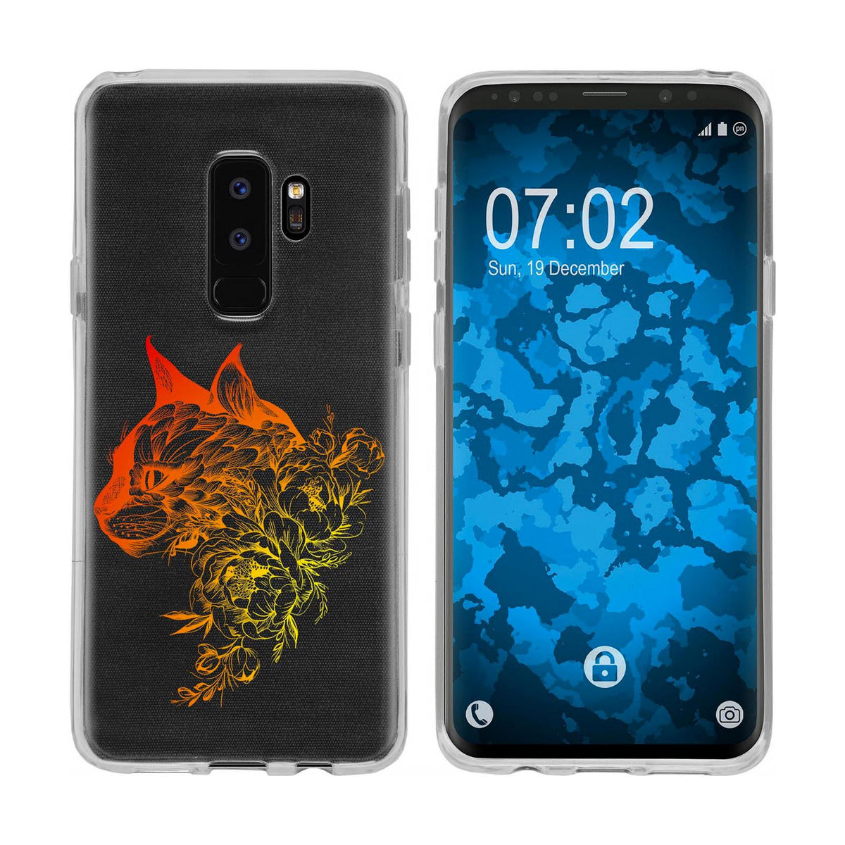 Case für Samsung Galaxy S9 Plus Silikon-Hülle Floral Katze M2-1 – Ansicht 2