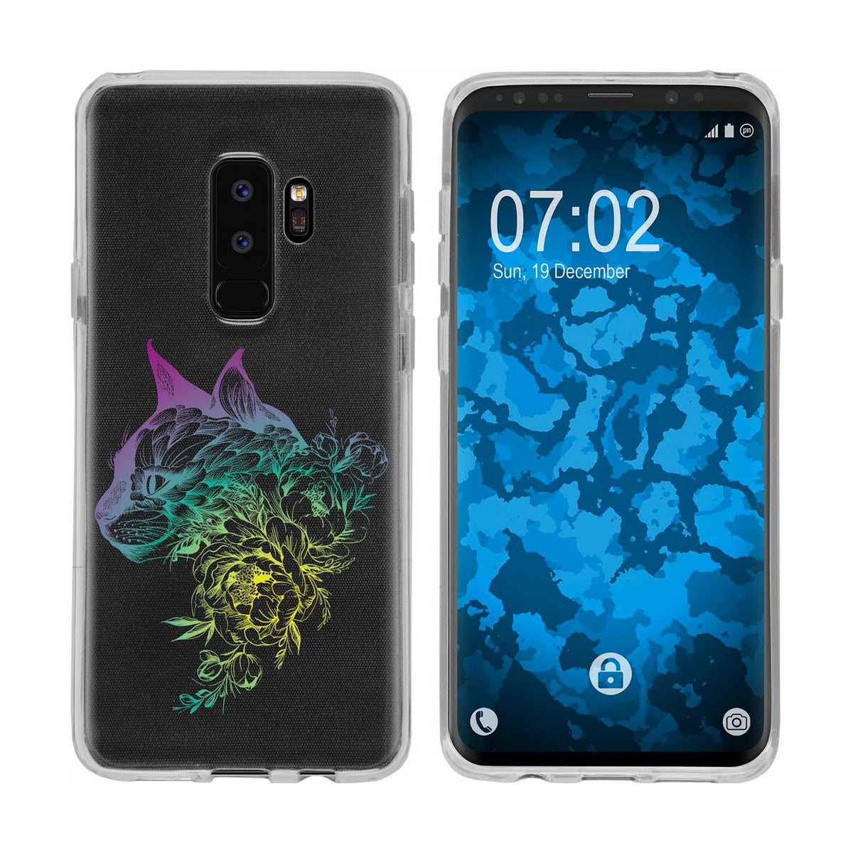 Case für Samsung Galaxy S9 Plus Silikon-Hülle Floral Katze M2-1 – Ansicht 4