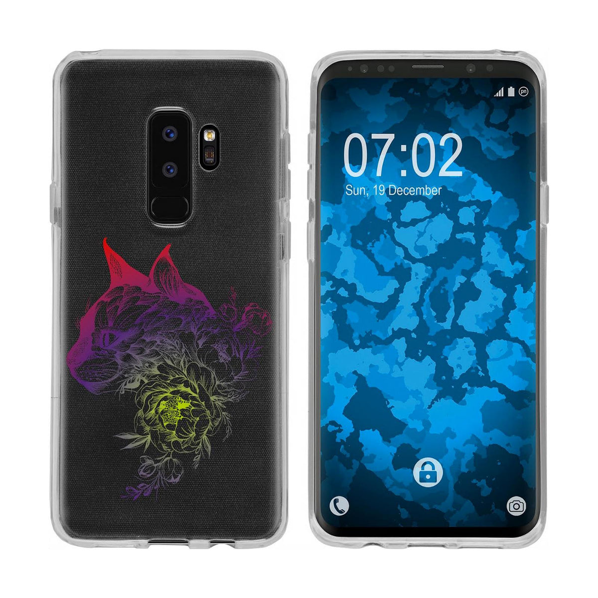 Case für Samsung Galaxy S9 Plus Silikon-Hülle Floral Katze M2-1 – Ansicht 5