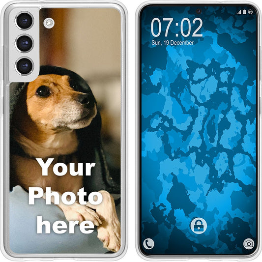 PhoneNatic Case kompatibel mit Galaxy S21 FE Personalisierte Handyhülle clear zum selbst gestalten mit eigenem Foto