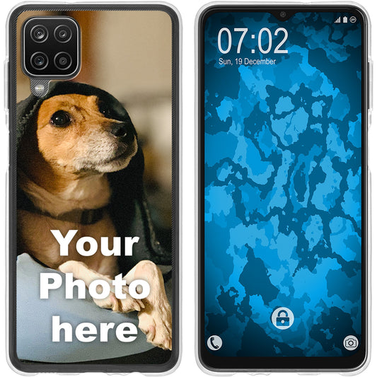 PhoneNatic Case kompatibel mit Galaxy A12 Personalisierte Handyhülle clear zum selbst gestalten mit eigenem Foto